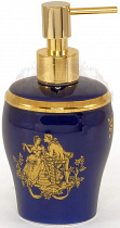 Дозатор жидкого мыла (синий, декор золото)