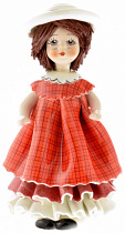 Фигурка Кукла в красном платье и шляпке
